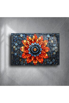 El Yapımı Renkli Cam Mozaik Çiçek Tablo
