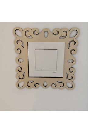 Leylazer Desenli Tekli Priz Anahtar Çerçeve Süsü Krem Rengi