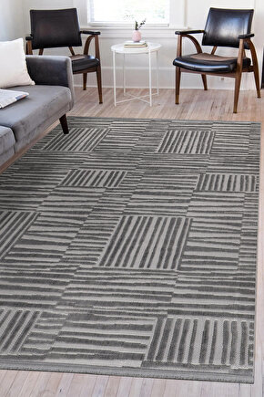 Bambu Yumuşak Halı Salon Mutfak Koridor Kesme Yolluk Dokuma Makine Halısı Art Antrasit