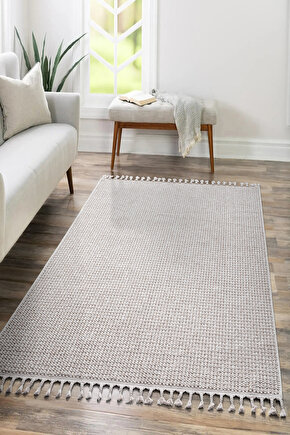 Mumbai 256 Bej - Beyaz Yumuşak Dokulu Halı Kilim Salon Mutfak Koridor  Yolluk Dokuma Makine Halısı