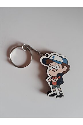 Çift Taraflı Ahşap Dipper Anahtarlık