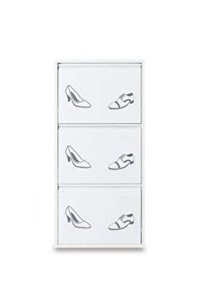 3’lü Metal Ayakkabılık (Beyaz-Ayakkabı) | Ev ve Ofisler İçin Uygun Seçim