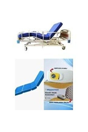 3 Motorlu Abs Başlıklı Tabanca Korkuluklu Hasta Karyolası Ekonomik Takım