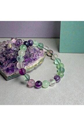 SERTİFİKALI FLORİT DOĞAL TAŞ BİLEKLİK 8 MM