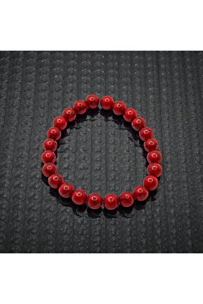 SERTİFİKALI KIRIMZI HAVLİT DOĞAL TAŞ BİLEKLİK 8 MM