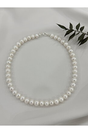 9 mm Gerçek İnci Kolye 925 Ayar Gümüş