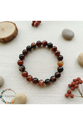 Kızıl Akik Doğaltaş Bileklik 12mm