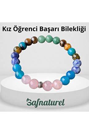 Kız Öğrenci Başarı Bilekliği Kaplan Gözü, P. Kuvars Turkuaz, Akik, Sodalit, Aventurin