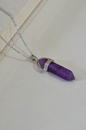 Mor Kuvars Ametist Çivi Kesim Doğal Taş