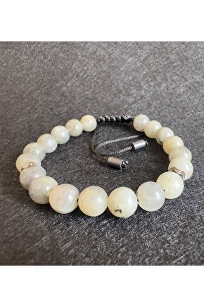 Doğaltaş örme bileklik(Labradorit taşı)