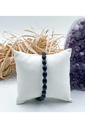 Siyah Turmalin Doğal Taş Bileklik Damla Kesim