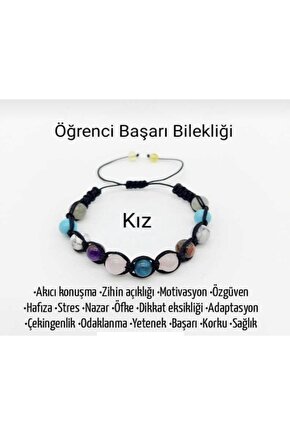 Kız Öğrenci Başarı Bilekliği Doğal Taş Konsantrasyon Bilekliği