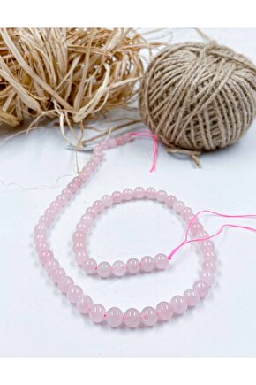 Madagaskar Pembe Kuvars Küre Kesim 6 Mm Doğal Taş Dizi