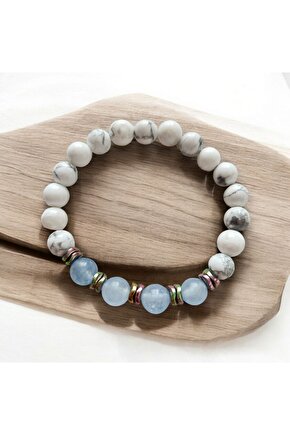Doğaltaş Akuamarin ve Havlit Bileklik
