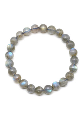 Premium Labradorit Taşı 8 mm Doğal Taş Bileklik 20 Cm