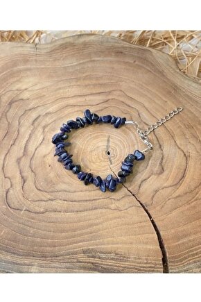 Gerçek Doğaltaş El Yapımı Lacivert Yıldız Taşı Kırıktaş Ayarlanabilir Bileklik