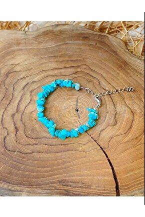 Gerçek Doğaltaş El Yapımı Turkuaz Taşı Kırıktaş Ayarlanabilir Bileklik