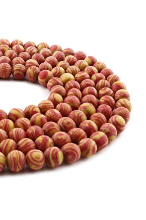 Malakit Sıkma Doğal Taş Mat Küre Kesim 8mm Dizi [B+]