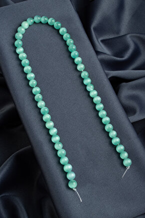 Kedi Gözü Doğal Taş Parlak Su Mavisi Küre Kesim 8mm Dizi