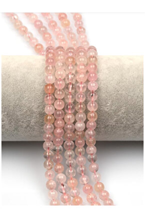 Morganit Doğal Taş Dizi 6 mm Yuvarlak Kesim