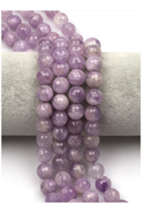 Lavanta Ametist Fasetli Doğal Taş Dizi 10 mm Yuvarlak Kesim