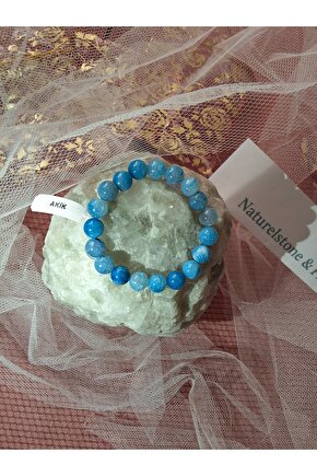 Mavi Akik Doğaltaş Bileklik – Sakinlik Ve Manevi Şifa Taşı, Unisex, 10 Mm - Doğaltaş Garantili