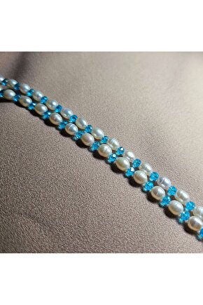 İnci Doğal Taş Halhal - Turkuaz - 1 Adet ( El Yapımı Tasarım Ürünler )