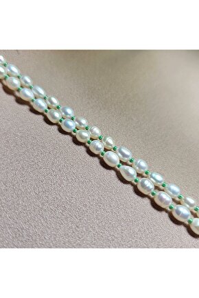 İnci Doğal Taş Halhal - Su Yeşili ( Küçük ) - 1 Adet ( El Yapımı Tasarım Ürünler )