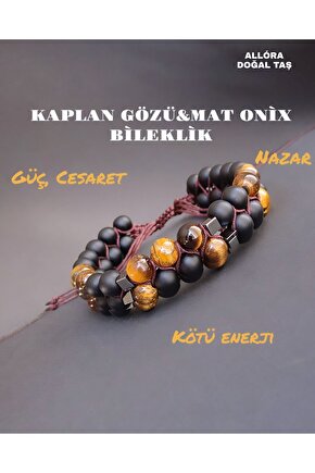 Doğal Taş Kaplan Gözü &Onix Taşı Bileklik