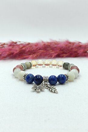 Lapis Lazuli Ve Sitrin Karma Doğal Taş Kadın Bileklik
