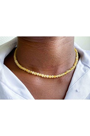 Gold Beril Taşı Doğaltaş Kolye 4 Mm