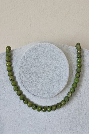 Sertifikalı 8 Mm Kanada Yeşim Doğaltaş Kolye