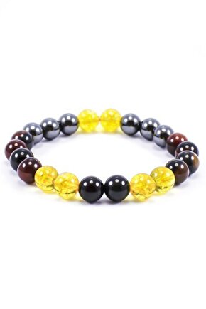 Doğal Taş Kadın Erkek Bolluk Bereket Para Bilekliği Akik Hematit Sitrin Bileklik