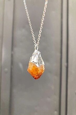 Sitrin Taşı Işlenmemiş Ham Doğal Taş Kolye