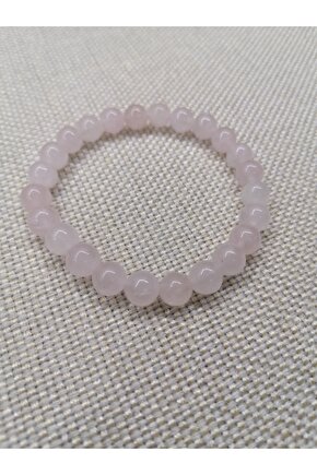 Pembe Kuvars Doğal Taş Bileklik 8mm Küre Kesim