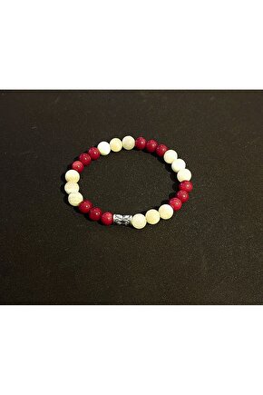 GALATASARAY DOĞAL TAŞ BİLEKLİK (KALSİT MERCAN TAŞI) 8MM