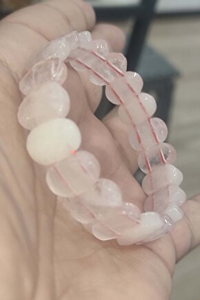 Pembe Kuvars Taşı Faset Kesim Natural Doğaltaş Bileklik