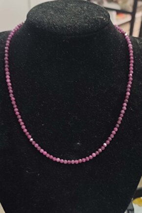 Yakut Taşı 3,5 mm Faset Kesim Natural Doğaltaş Kolye