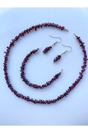 Lal (Granat) Kırıktaş Doğal Taş Set