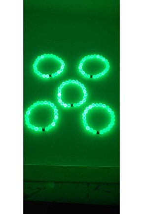 Fosforlu Kedigözü 5Li Bileklik-Karanlıkta Parlar-Sevgili Arkadaş Aile Kombini Hediyelik Aksesuar