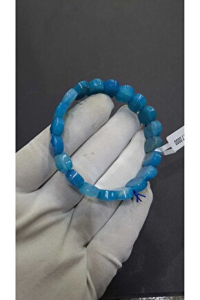 Mavi Akik Rolex 8 X 14 Mm Özel Kesim Doğal Taş Bileklik