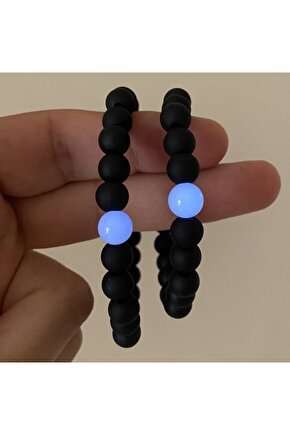 Karanlıkta Parlayan Doğaltaş Dizi Çift Bilekliği