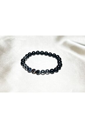 Oniks Akik Terahertz Doğal Taş Erkek Bileklik