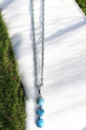 Apatit kolye Apatit Taşı Kolye doğal taş kolye zincirli kadın kolye hediyelik kolye 8 mm