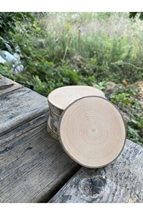 Doğal Ahşap Odun Dilimi Çatlamaya,kabuk Atmaya Dayanıklı Bardak Altlığı,6 Adet