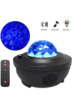 Projektör Bluetooth Usb Hoparlör Lazer Işıklı Sese Duyarlı Renkli Disko Parti Lambası
