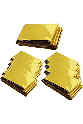 50 Adet Acil Durum Termal Battaniye 210x160 Cm (ALTIN) Isı Yalıtımlı Soğuktan Koruma, Deprem