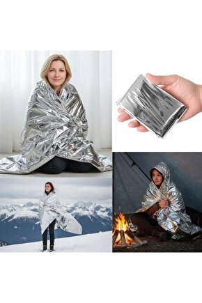 Sn-29181 Soğuk Sıcak Tutan Çift Taraflı Gümüş Acil Durum Battaniyesi (130X210Cm)