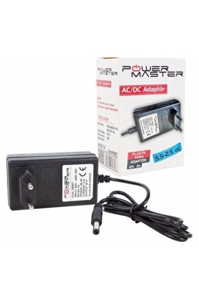 PM-12667 12 Volt - 3 Amper 5.5*2.5 Mm Uçlu Plastik Kasa Priz Tipi Adaptör