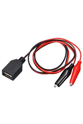 PM-28659 USB Dişi - Küçük Krokodil Uçlu 5V 2A Test Kablosu 60 CM